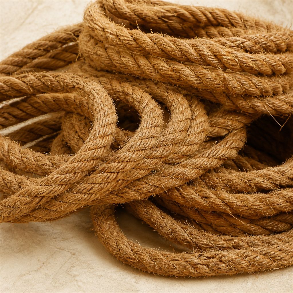 Coils of curled coir rope fibre